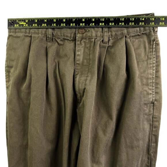 CHAPS RALPH LAUREN Pleated Front Olive Green Chino Pants 100% Cotton Men's 33x34 - Picture 12 of 12